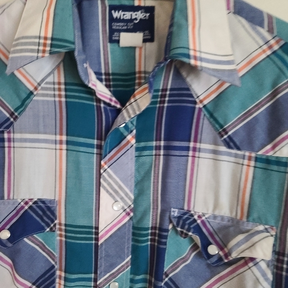 Wrangler Western Shirt Men's Large Pearl Snap Single sz l - Picture 9 of 10